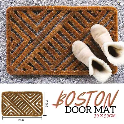 Boston Door Mat Outdoor Heavy Duty Non Slip Doorway Wire Brush Coir Mats 39x59cm • £15.99