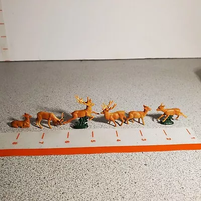 6 Vintage Hong Kong Christmas Deer/reindeer Figurines Running Miniature Plastic • $1.99