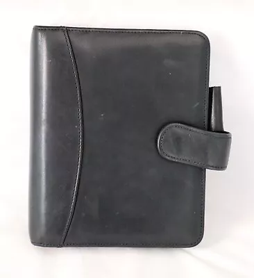 Vintage FRANKLIN QUEST Black Leather 6 Ring Binder Planner Organizer 7 1/4  • $44.99