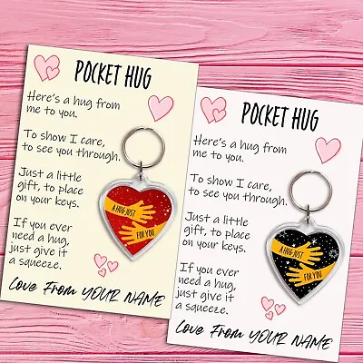 Personalised Pocket Hug Keyring/Bag Tag Send A Hug From Me To You Gift • £5.49