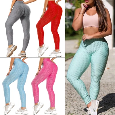 £9.99 • Buy Women's Anti-Cellulite Yoga Pants Push Up Tik Tok Leggings Honeycomb Fitness Gym