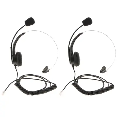 £15.41 • Buy 2x Call Center Telephone Headsets RJ9 Plug Noise Cancelling W/ Mic Over Head