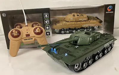 Army Tank Military Truck Radio Remote Control Car Lights Sound Kids Toys Boxed • £18.95