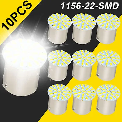 10Pcs Super White 22-SMD LED 1156 BA15S 1206 Brake Turn Tail Revese Light Bulbs • $8.48