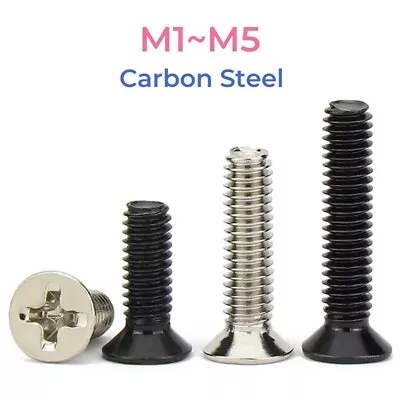 Carbon Steel Cross Flat Countersunk Head Screw M1~M5 Phillips Screws Bolts • $3.16