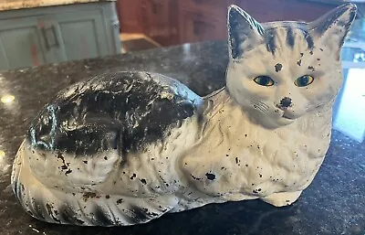 Vintage LARGE CAT Cast Iron Door Stop Figurine Home Decor Cat Lover 11lbs • $79.99