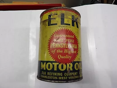Vintage Elk Motor Oil Quart Metal Oil Can • $650