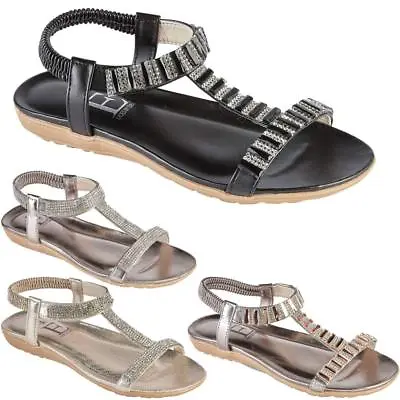 £10.95 • Buy Womens Ladies Wedge Summer Beach Fashion Strappy Comfort Sandals Shoes Sizes 