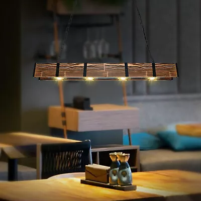 Vintage Rust Wood Linear Hanging Light LED Fits Farmhouse Dinning Room • $76.45