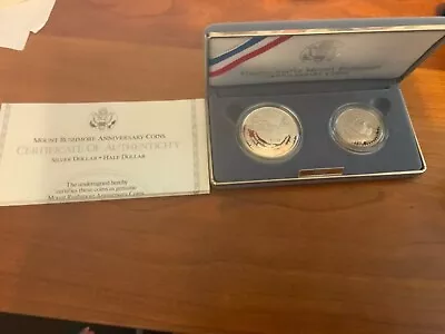 1991 United States Mount Rushmore Anniversary Coins 2 Coin Proof Set Silver • $75