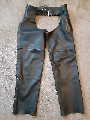 Leather Interstate Chaps Womens Size Large Black Motorcycle Riding Biker • $29.99