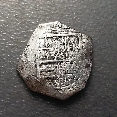 SPAIN? SEVILLE? PHILIP III 4 REALES 16(10)? DATE PART. VISIBLE SILVER COB 13.62g • $185