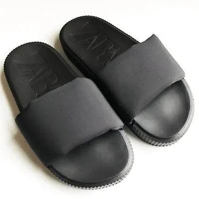 $24 • Buy Zara Black Quilted Slice Slippers US 7.5 EU 38 Size