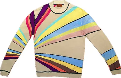 Missoni Men's Multicolor Geometric Rainbow Fine Silk Cotton Sweater • $139.99