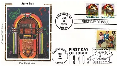 Juke Box Vintage Music Box Celebrate 1940's USA Colorano FDC Combo 1995 • $6