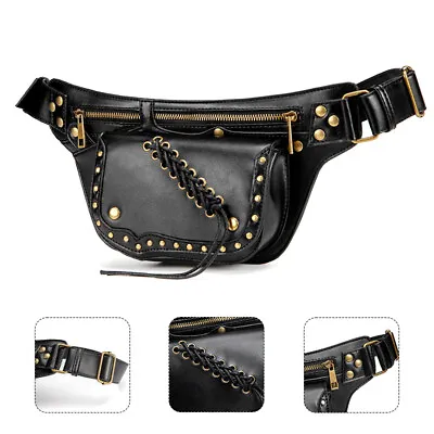 Steampunk Waist Bag Chest Pack PU Leather Punk Style Bag Thigh Hip Belt Pack • $29.39