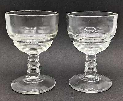 2 Vintage Depression Glass Manhattan Sherry Wine Glasses Ring Pattern • $7.95