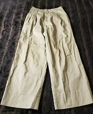 Zara Trafaluc Collection Womens Size XS Khaki Pleated Wide Leg Trouser Pants • $5.88