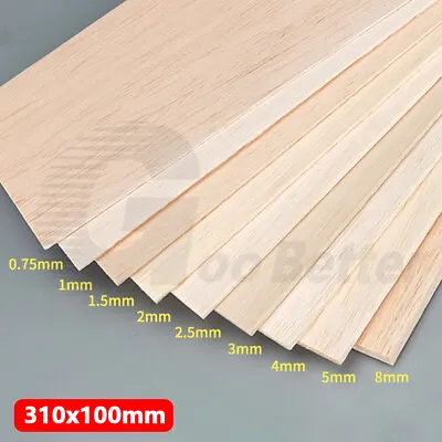 Thick 0.75mm-8mm Balsa Wood Sheet Board Panel Aircraft Ship Model DIY 310x100mm • £4.31