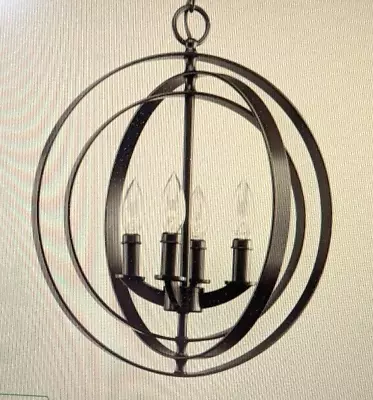 NIB Brillhood Bronze 4 Light Hanging Chandelier Hallway Or Entry 18  H X  11  W • $34.32