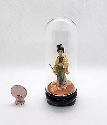 Vintage Miniature Asian Doll In Glass Dome Vintage Handmade Japan Dollhouse • $0.99