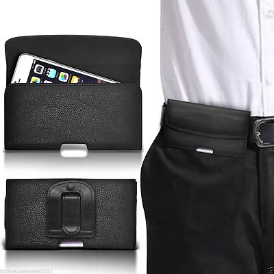 Horizontal Belt Clip Quality Pouch Holster Top Flip Case Holder✔Black • £7.99