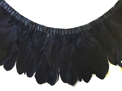 1 Yard - Black Goose Pallet Parried Feather Trim Nagoire Satinettes Supply • $12.53