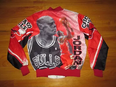 Michael Jordan Vtg 90s Chalk Line Fanimation Chicago Bulls Jacket Jersey S USA • $149.99