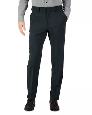 HUGO BOSS Men's 38R Dark Green Modern Fit Super Flex Dress Pants Wool $198 • $59.99