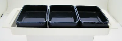 1950's Melitta Set White Serving Tray 3 Rectangle Blue Porcelain Dishes Germany • $24.99