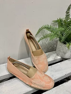 New Clarks Clovelly Sun Peach Canvas Ballet Ballerina Pumps Flats Shoes 6.5 40 • £19.95