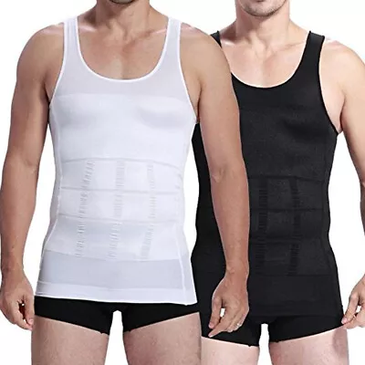 Men Slimming Body Shaper Belly Tummy Control Compression Vest Underwear T-shirt • £6.27