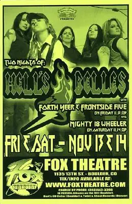 $20 • Buy Hell's Belles Concert Poster Ac/dc Boulder 2009 Original 