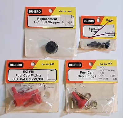 Original Du-Bro RC Plane Parts Lot #192 401 617 807 Fuel Line Cap Fittings Plugs • $28.95