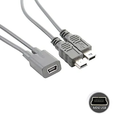 Mini USB Female To Dual 2x Male Splitter Y Extension Charger Adapter Cable Gm • $1.89