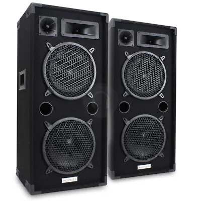 Pair MAX210 Dual 10  Inch DJ PA Party Disco Sound System Speakers 1800W UK Stock • £239