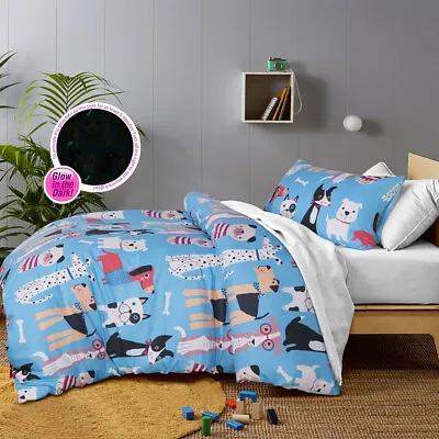 Puppy Club Glow In The Dark Quilt Cover Set Or Square Cushion By Happy Kids • $37.95