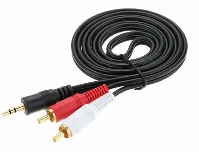 £2.99 • Buy 5m 3.5mm Jack To 2 X RCA Cable (Twin Phono) Audio Lead Stereo Long GOLD SPEAKER