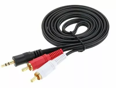 5m 3.5mm Jack To 2 X RCA Cable (Twin Phono) Audio Lead Stereo Long GOLD SPEAKER • £2.89