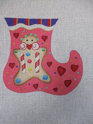 $42 • Buy Melissa Shirley Handpainted Needlepoint Canvas Gingerbread Candy Stocking