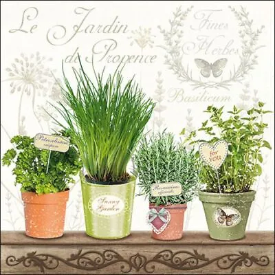 £4.99 • Buy 20 X 3 Ply Paper Napkins French Herbs Garden Pots Party Dining Table Ambiente