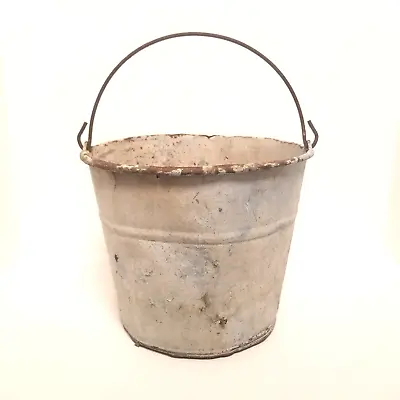 VTG Galvanized Large Metal Bucket PAIL FARMHOUSE Rustic Planter Primitive • $15