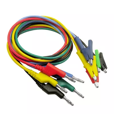 5pcs 4mm Banana Plug To Crocodile Alligator Clip Test Probe Set Soft Silicone • $27.74