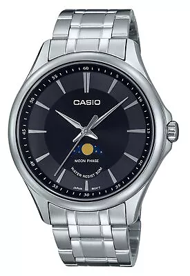 Casio Standard Analog Moon Phase Black Dial Quartz MTP-M100D-1A Men's Watch • $82.07