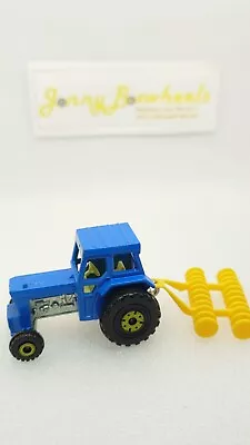 Matchbox Superfast 46 Ford Tractor Harrow Vintage 1978 Blue Yellow Hubs • £12