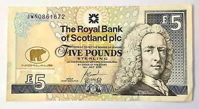 Royal Bank Of SCOTLAND Five Pound Jack Nicklaus Banknote 2005 Very Fine/ Ref D2 • £12.95