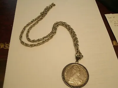 1780 Maria Theresa Thaler  Silver Coin On Chain • £120