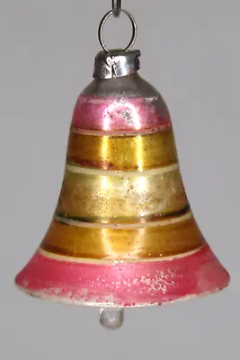 Vintage Blown Silvered Glass BELL W CLAPPER Mini Christmas Ornament Germany • $28