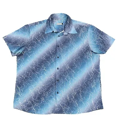 Vintage C&A Pattern Shirt | XL | Button Collar Crazy Striped Festival Party • £15.39