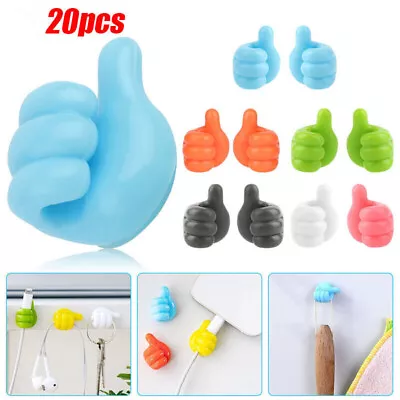 £5.99 • Buy 20pcs Creative Thumbs Up Shape Wall Hook Plug Cable Holder Key Towel Wall Hanger